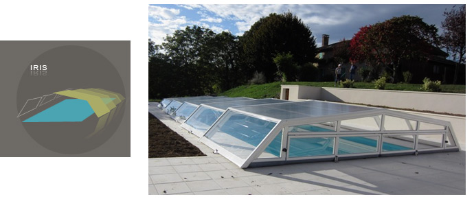 Abris bas Iris, design contemporain l'abri piscine pour les maisons modernes.