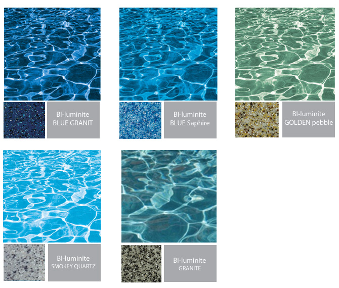 Reflet de coloris et teinte biluminite pour piscine naturelle
