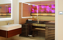 Sauna vitré décoratif avec éclairage du mur de fond